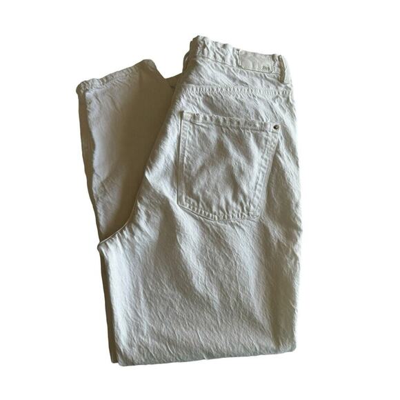Zara White Distressed Ripped‎ High Rise Mom Jeans Size 10 Y2K Relaxed Fit - Picture 1 of 13